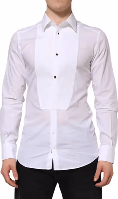 White Cotton GOLD Bib Poplin Formal Shirt