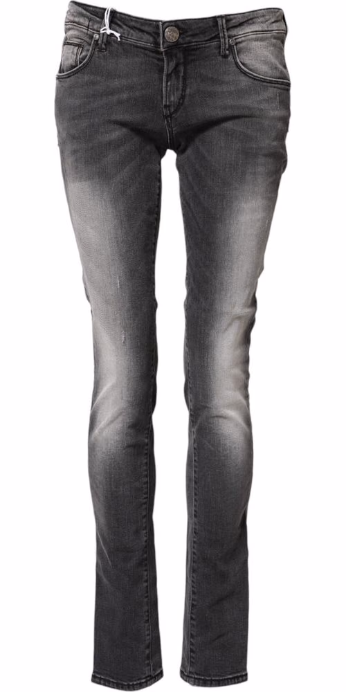 Dark Gray Cotton Slim Fit Denim Low Waist Denim Jeans