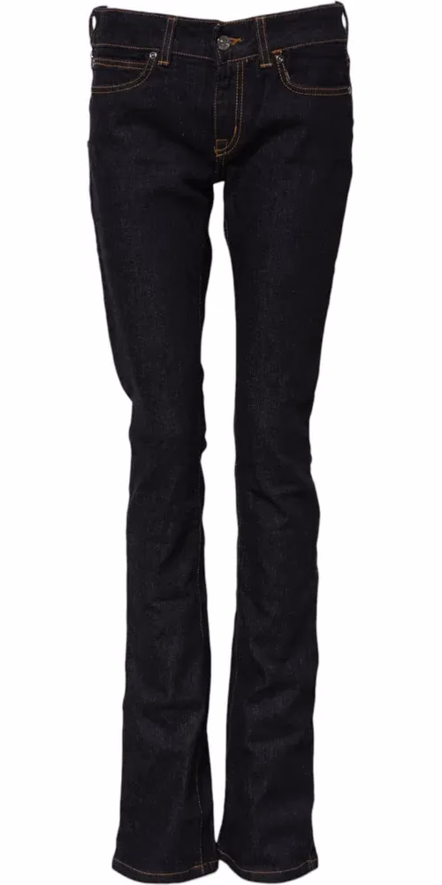 Dark Blue Cotton Mid Waisted Skinny Denim Jeans
