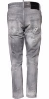 Gray Washed Mid Waist Tapered Jeans 2