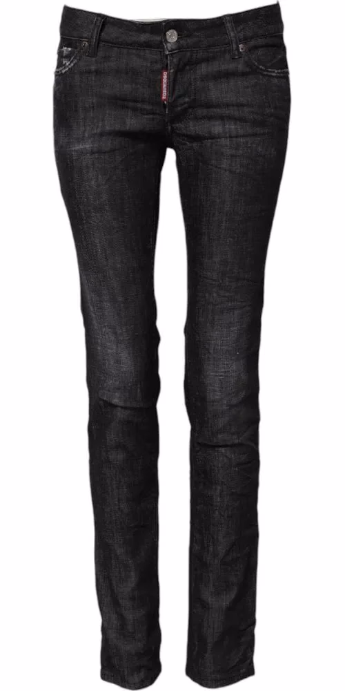Black Cotton Low Waist Skinny Denim Jeans
