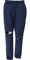 Blue Cotton Mid Waisted Jogger Pants 1