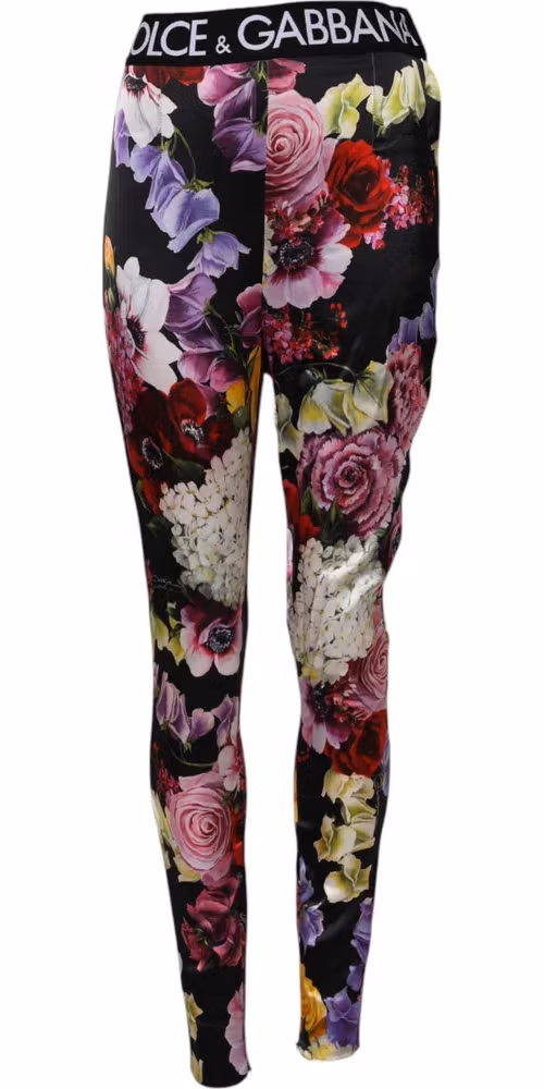 Multicolor Floral Legging Stretch Waist Pants