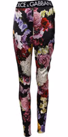 Multicolor Floral Legging Stretch Waist Pants 1