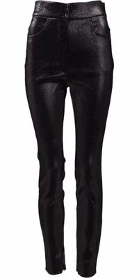 Black Cotton Stretch Silver Lurex Thread Pants