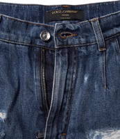 Blue Cotton Tattered Denim Bermuda Shorts 3