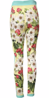 Yellow Silk Floral Leggings Pants 2