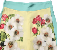 Yellow Silk Floral Leggings Pants 3