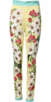 Yellow Silk Floral Leggings Pants 4