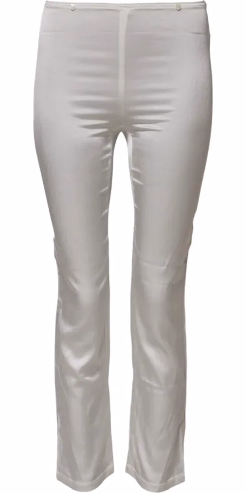 Ivory Silk Tapered High Waist Pants
