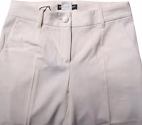 White Wool Tapered High Waist Pants 3