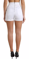White Front Lace High Waist Hot Pants Shorts 3