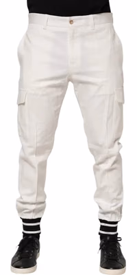White Cotton Jogger Cargo Skinny Men Pants
