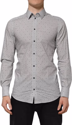 Gray Dotted Semi Fitted GOLD Men Formal Shirt