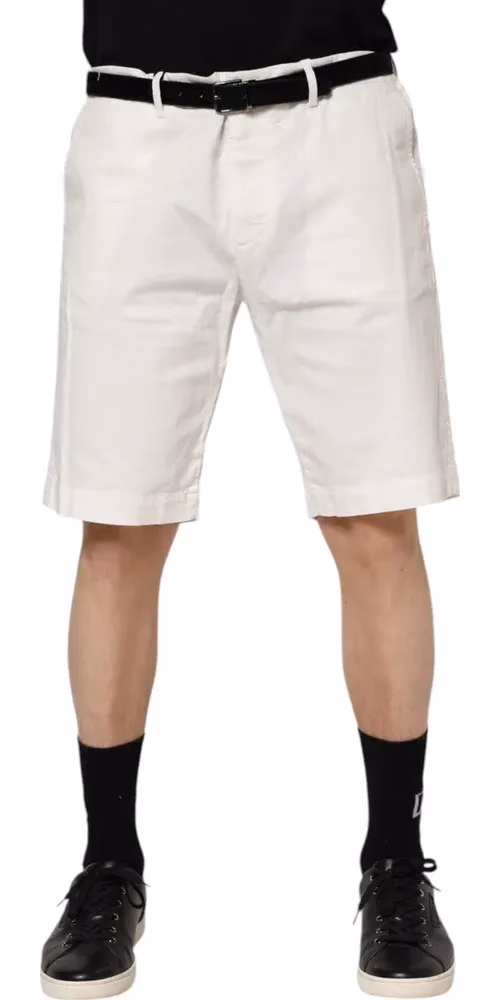 White Chinos Cotton Stretch Men Casual Shorts