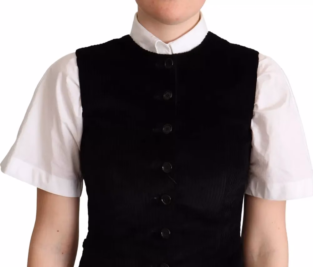 Black Brown Leopard Print Waistcoat Vest
