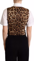 Black Brown Leopard Print Waistcoat Vest 2
