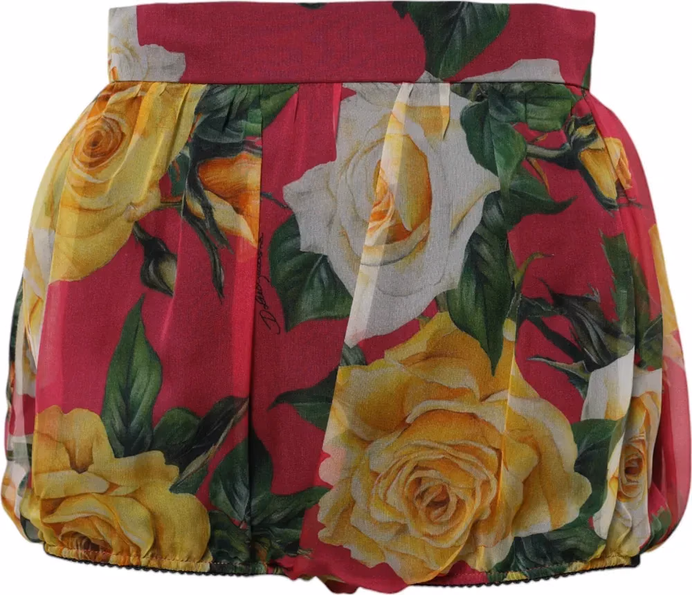 Red Floral High Waist Women Hot Pants Shorts