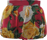 Red Floral High Waist Women Hot Pants Shorts 1