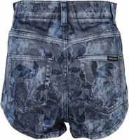 Blue Floral Print Denim Cotton Hot Pants Shorts 2