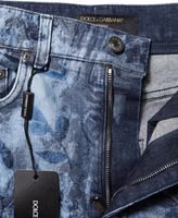 Blue Floral Print Denim Cotton Hot Pants Shorts 3