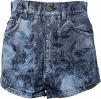 Blue Floral Print Denim Cotton Hot Pants Shorts 4