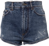 Blue Tattered Denim Cotton Hot Pants Shorts 1