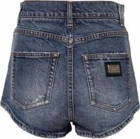 Blue Tattered Denim Cotton Hot Pants Shorts 2