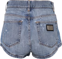 Blue Logo Plaque Denim Cotton Hot Pants Shorts 2