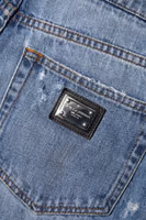 Blue Logo Plaque Denim Cotton Hot Pants Shorts 4