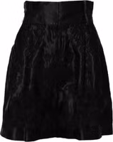 Black Floral Embroidery Silk High Waist Shorts 1