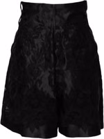 Black Floral Embroidery Silk High Waist Shorts 2