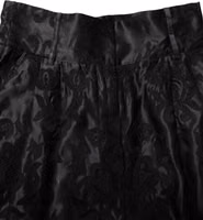 Black Floral Embroidery Silk High Waist Shorts 3