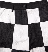 Black White Floral Brocade Hot Pants Shorts 3