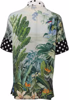Multicolor Printed Silk Collared Shirt Top 1