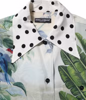 Multicolor Printed Silk Collared Shirt Top 3
