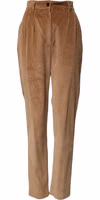 Brown Cotton Corduroy Tapered Pants 1