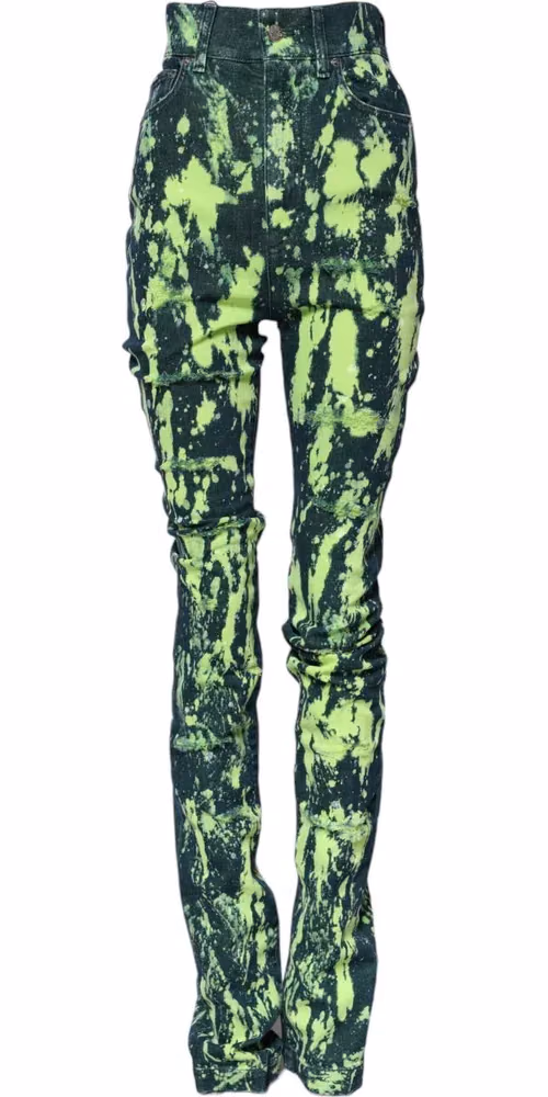 Green Color Splash High Waist Denim Jeans