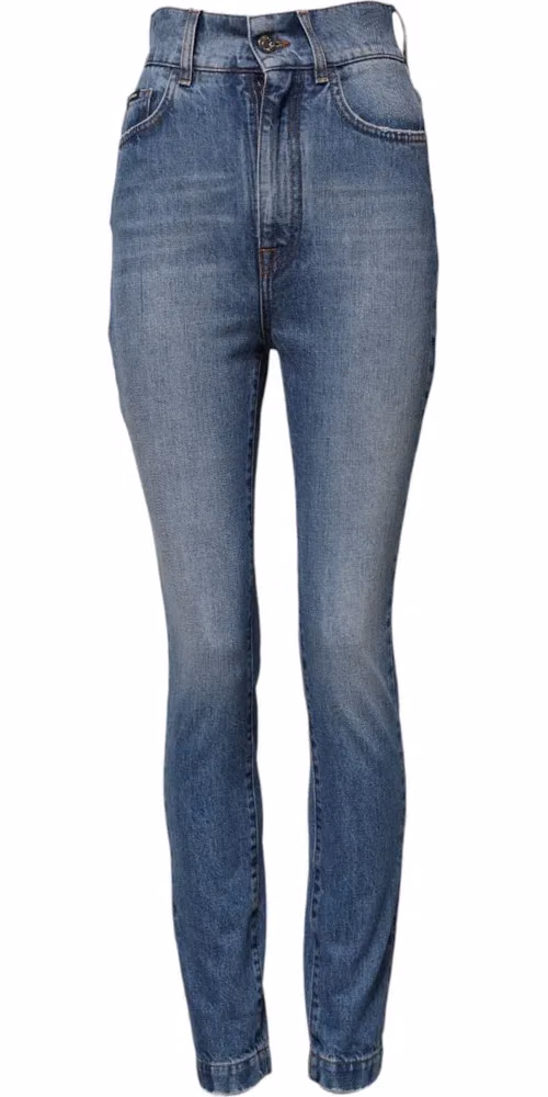 Blue Washed Skinny High Waist Denim Jeans