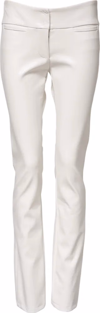 White Polyurethane High Waist Tapered Pants