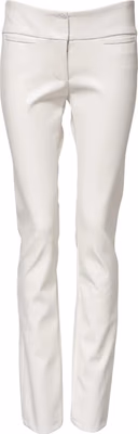 White Polyurethane High Waist Tapered Pants