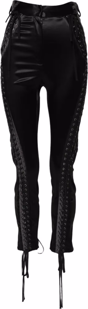 Black Lace Details High Waist Skinny Pants