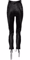 Black Lace Details High Waist Skinny Pants 2