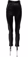 Black Lace Details High Waist Skinny Pants 4
