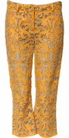 Yellow Floral Lace Mid Waist Capri Pants 1