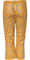 Yellow Floral Lace Mid Waist Capri Pants 2