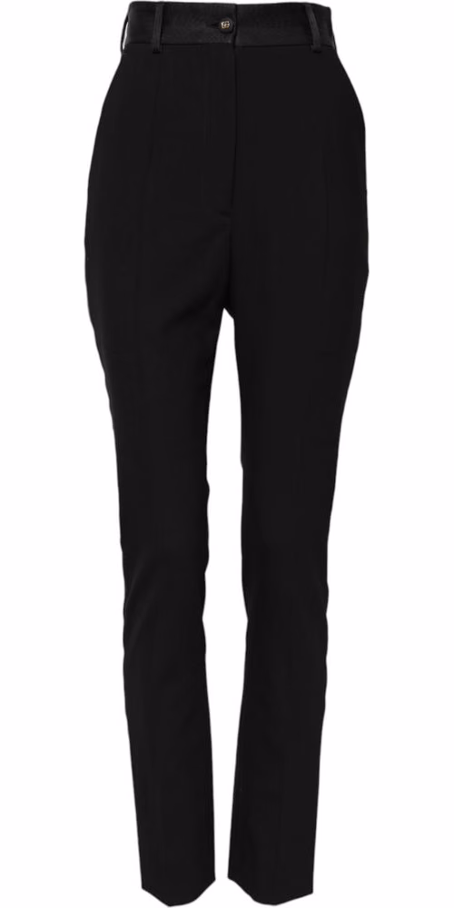 Black Wool High Waist Skinny Pants