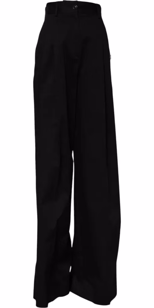 Black Cotton HighWaist Wide Leg Pants