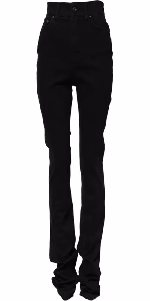 Black Cotton High Waist Skinny Denim Jeans