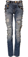 Blue Embellished Tattered SkinnyDenim Jeans 2